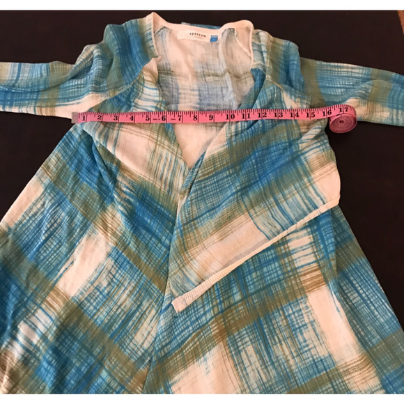 Anthropologie Sparrow Revolution Draped Crosshatch Plaid Cardigan - Size Small - Picture 7 of 12